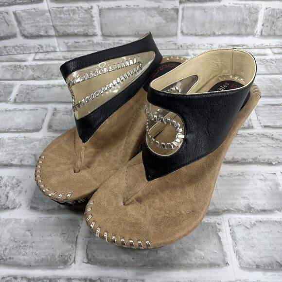 Modzori Reversible Tita 4 Women's Size 10 Black and Silver Wedge 2 in 1 Sandals - Picture 13 of 14